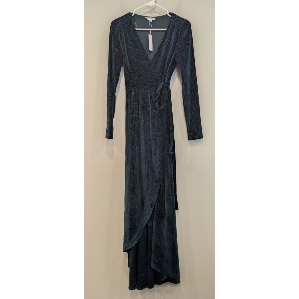 NWT Baltic Born Serena Green Shimmer Wrap Dress Size Small